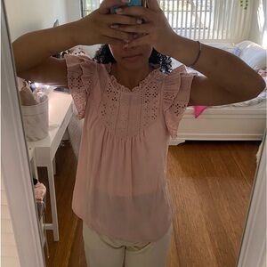 cute pink ruffle top